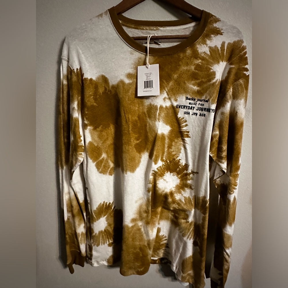 Tie-Dye Long Sleeve Tee - White & Brown